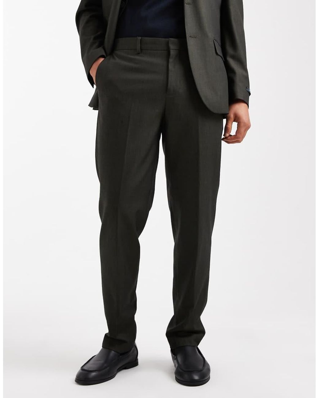 Jack & Jones Black Regular Fit Wool Blend Suit Pants for men