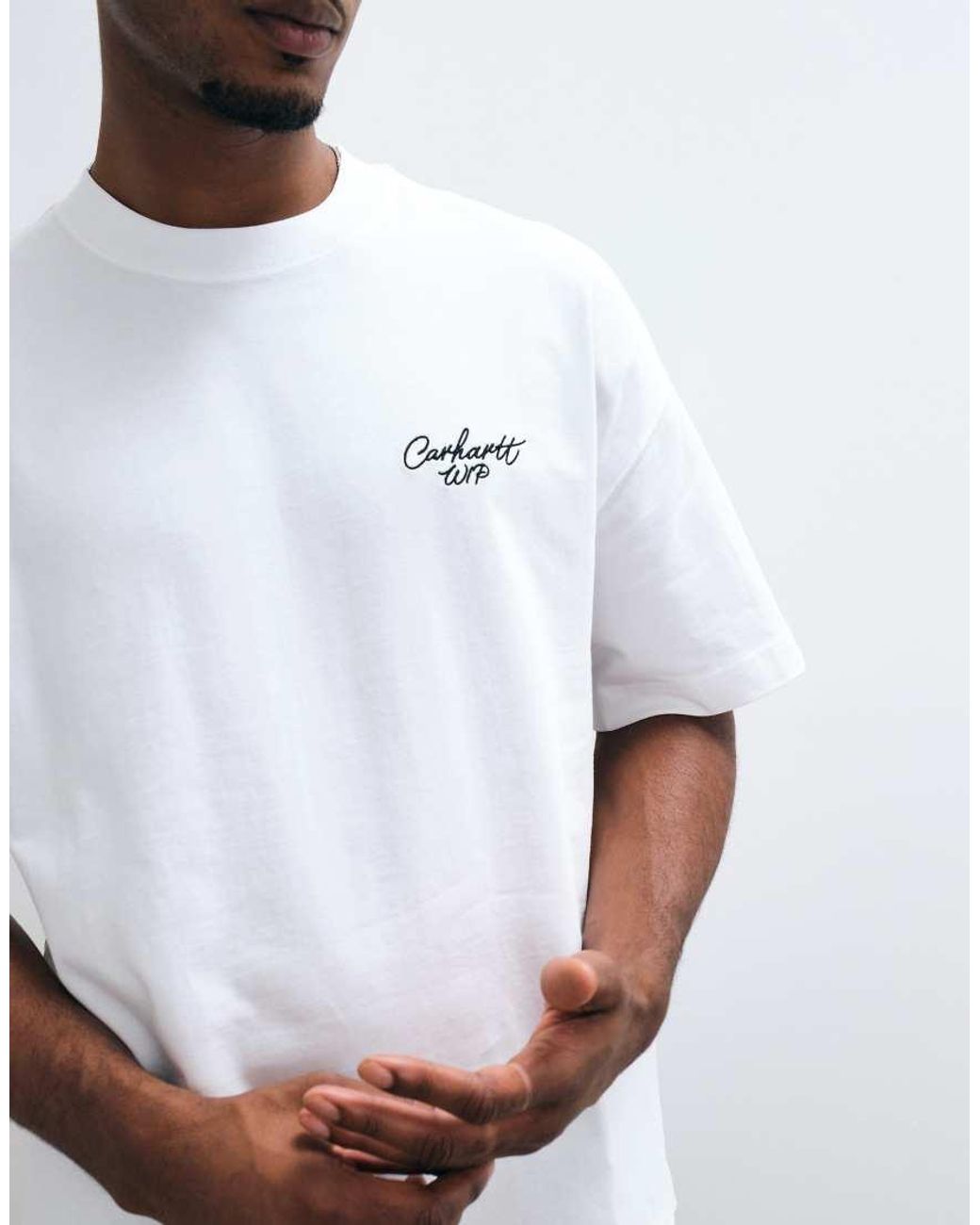 Carhartt White Signature Script Relaxed Fit T-shirt for men