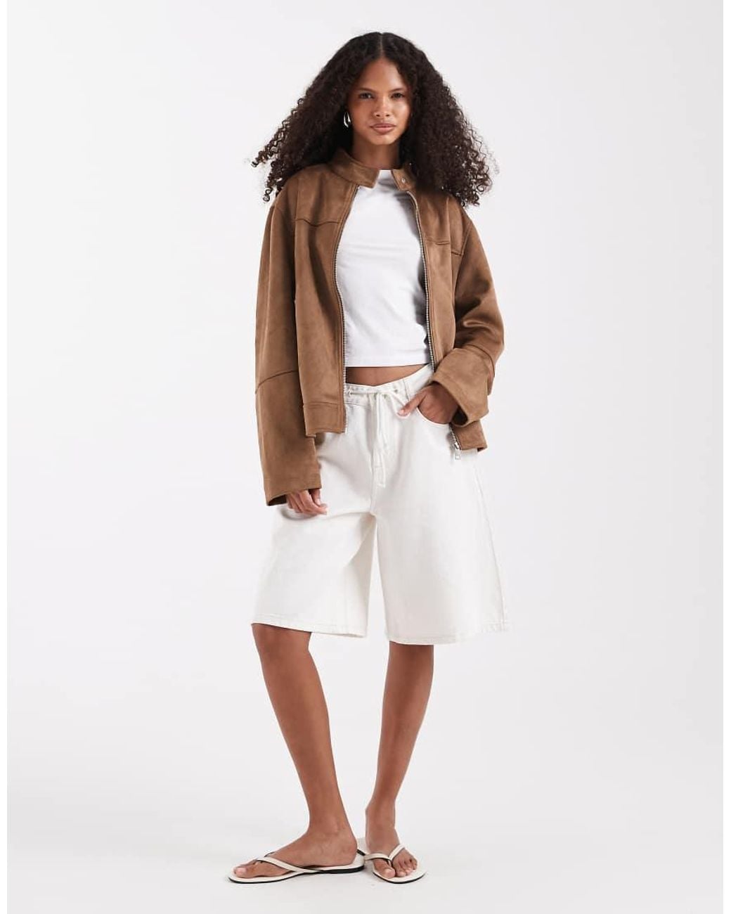 ASOS Brown Faux Suede Motorsport Biker Jacket