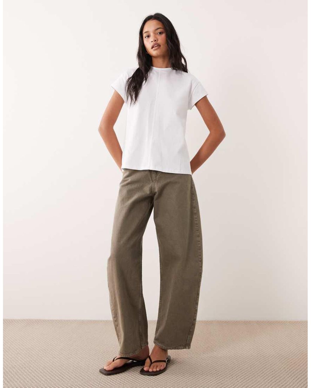 ASOS White Cap Sleeve Floaty Top With Seam Detail