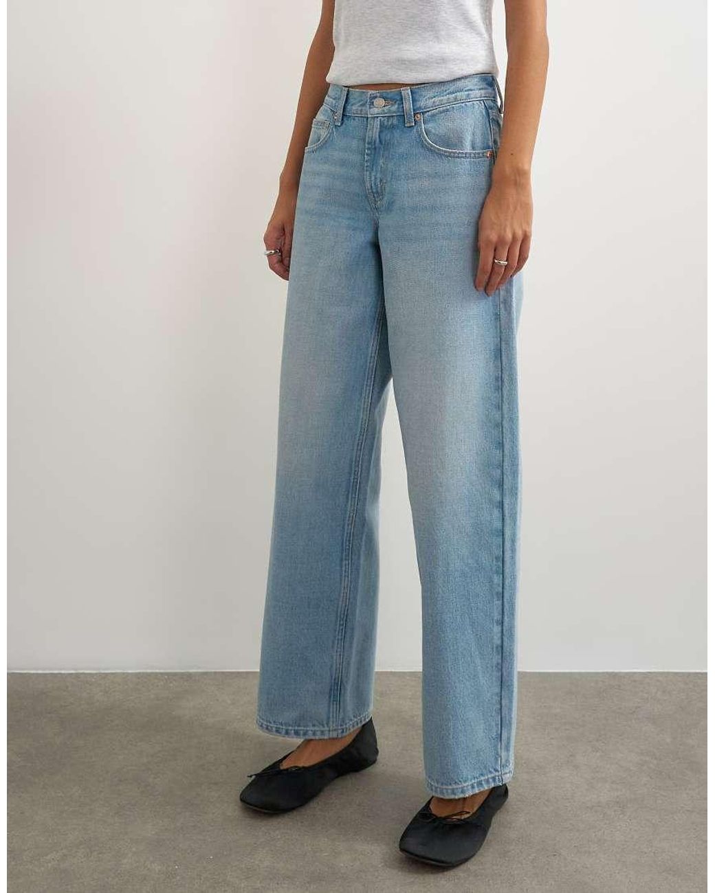 TOPSHOP Blue Cinch Low Rise Relaxed Jeans