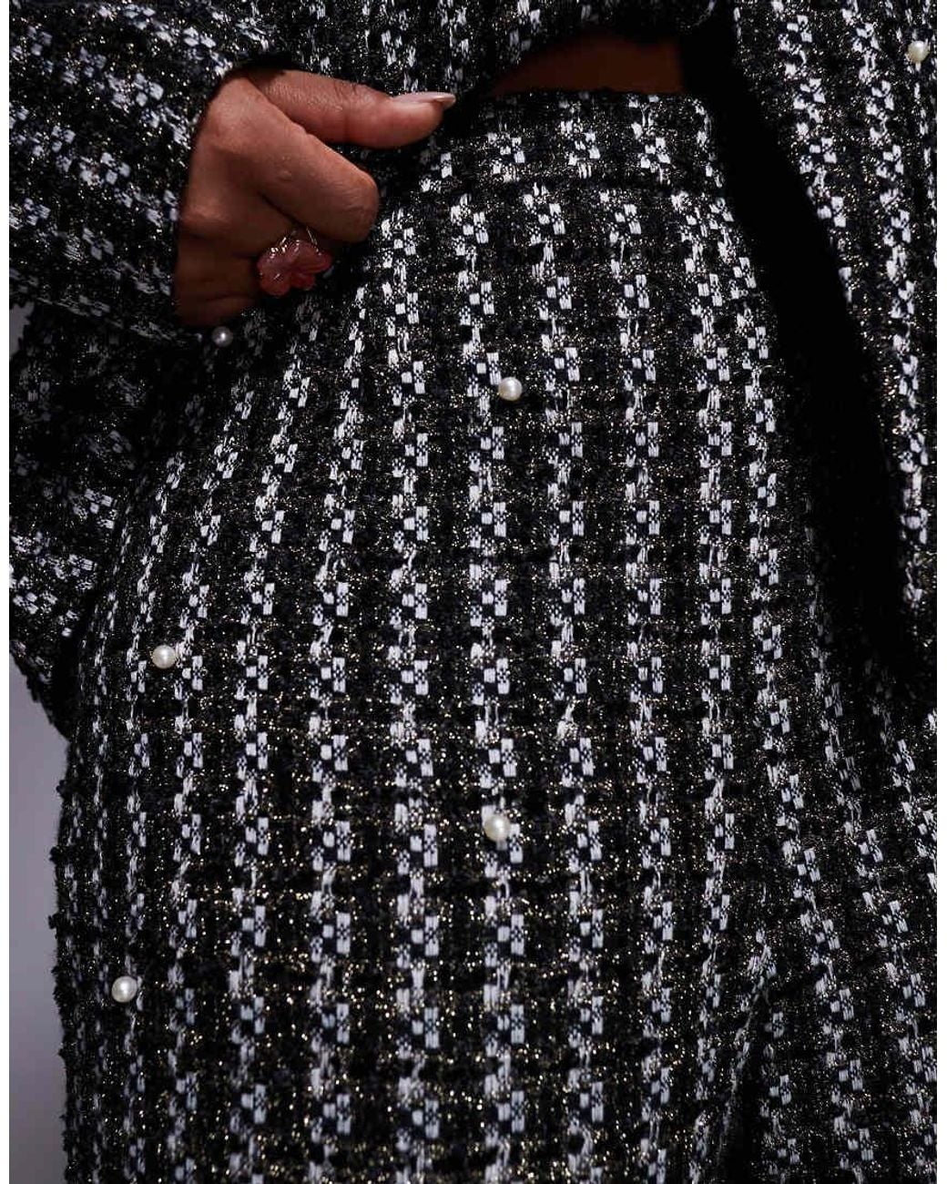 ASOS Gray Curve Pearl Embellished Boucle Trouser Co-ord