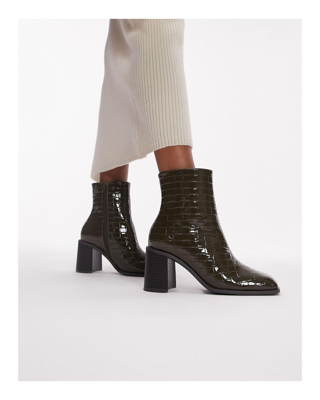 Topshop green cheap suede boots