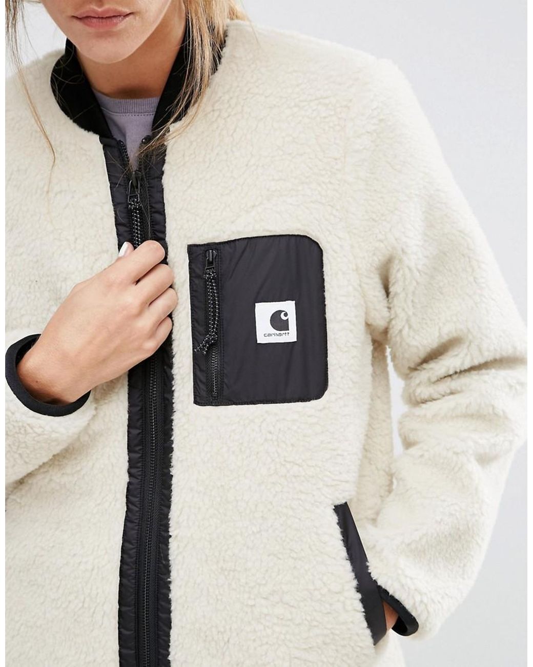 Carhartt WIP Fleece Janet Liner Jacket With Contrast Zips in Cream  (Natural) | Lyst