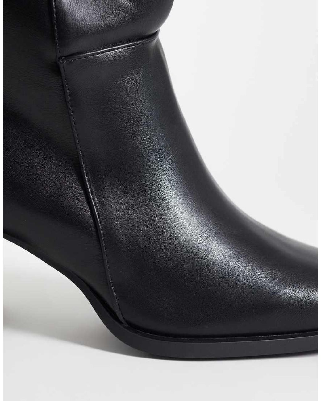 SEQWL Blue Fisher Block Heeled Mid Ankle Boots