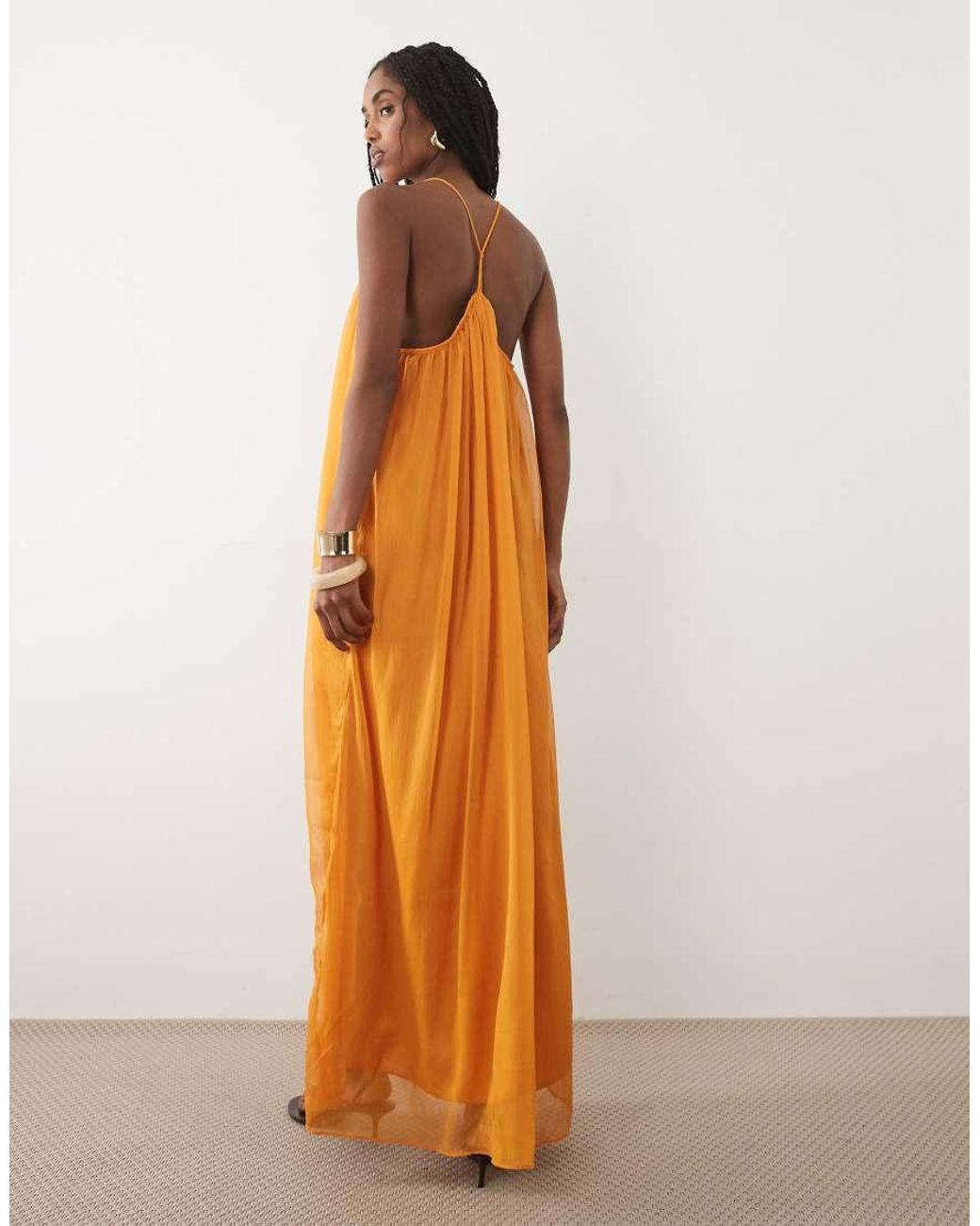 Mango Brown Flowy Maxi Dress