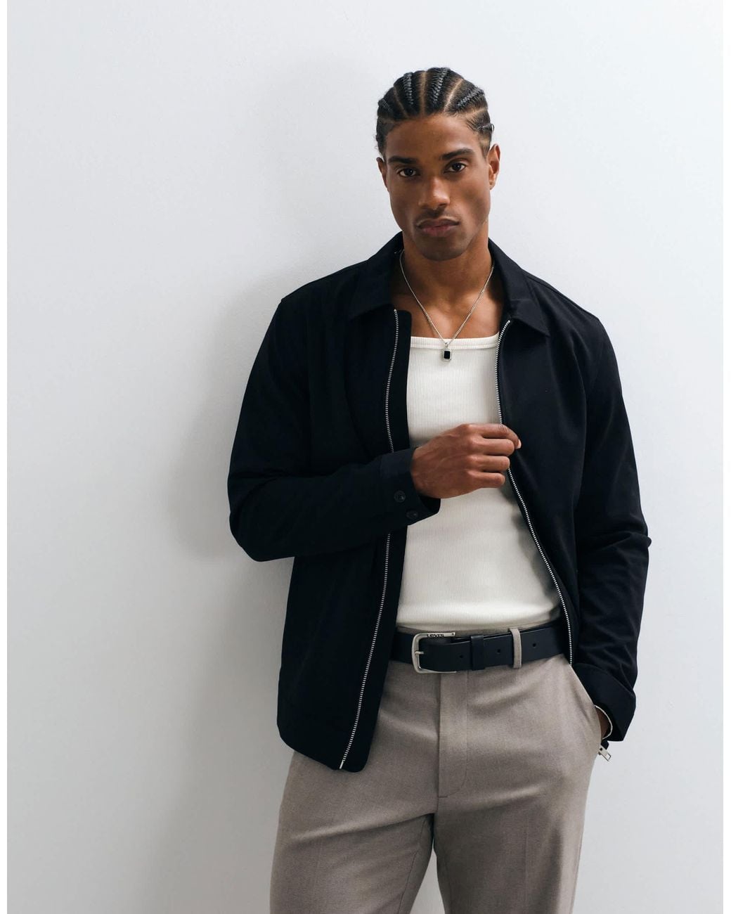Jack & Jones Black Slim Double Zip Smart Jacket for men