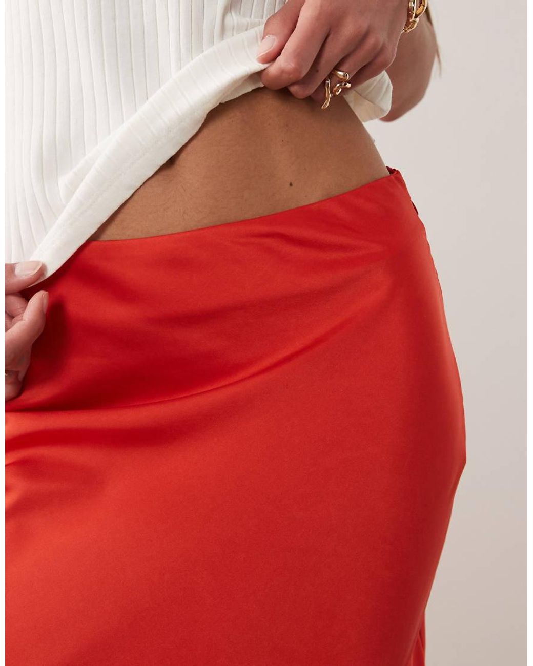 ASOS Red Lace Hem Fishtail Maxi Skirt