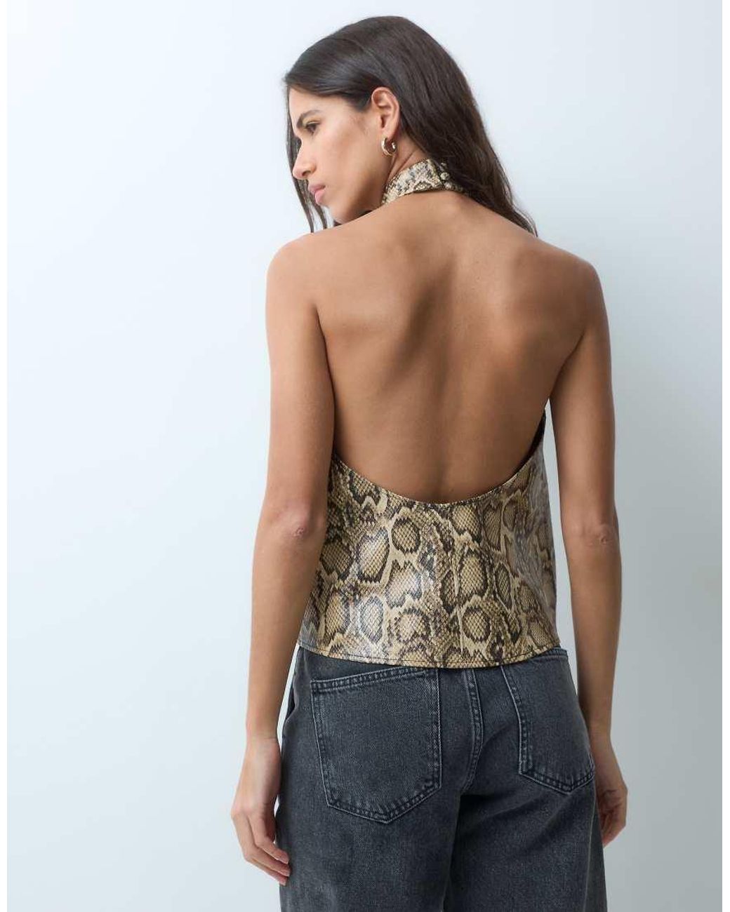 ASOS Natural Tailored Faux Leather Halter Neck