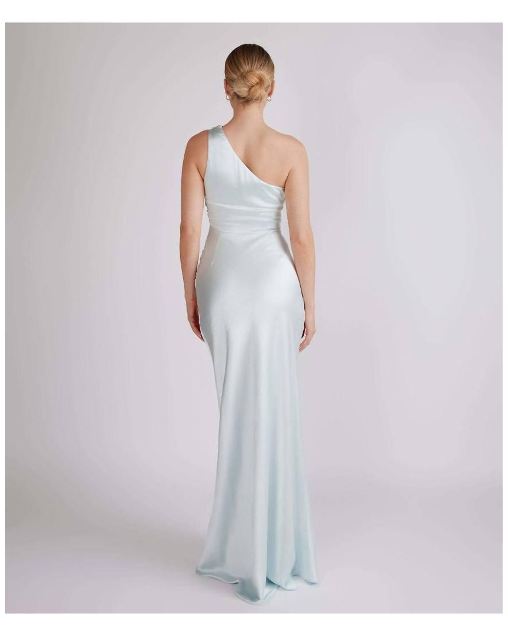 Six Stories White One Shoulder Satin Ruched Bridesmaid Dress