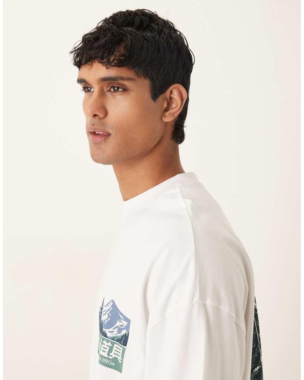 ASOS Blue Oversized T-shirt With Mountain Graphic for men
