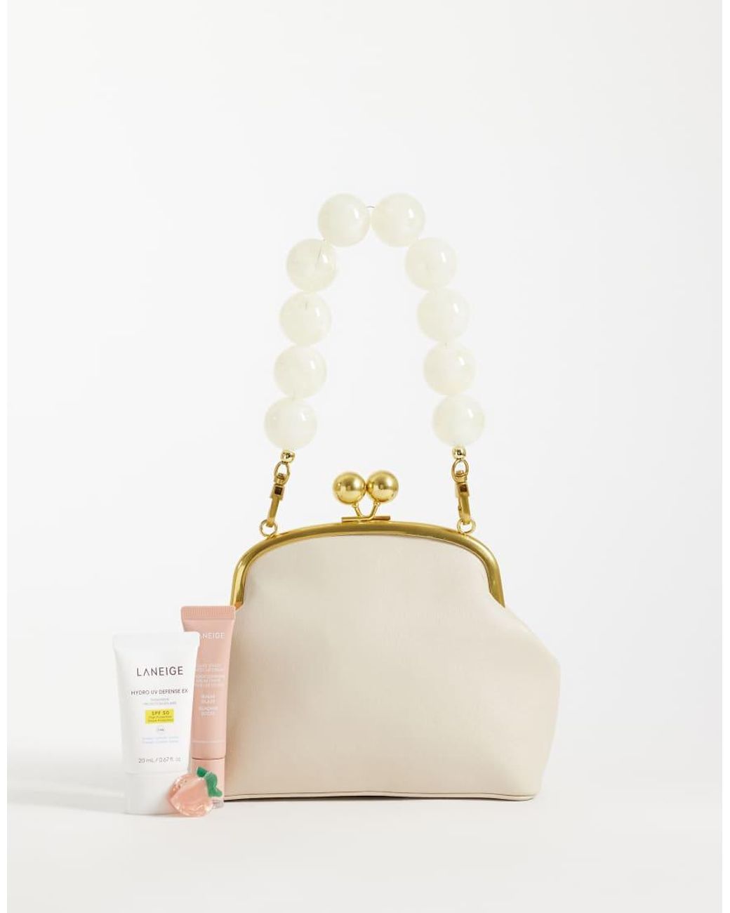 ASOS Natural Resin Ball Handle Frame Clutch Bag