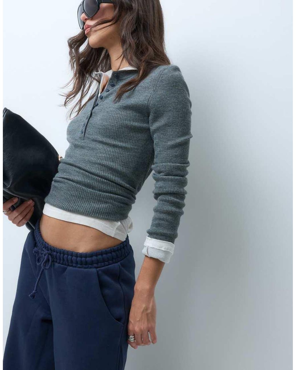 ASOS Blue Premium 500gsm Seamed Wide Leg jogger