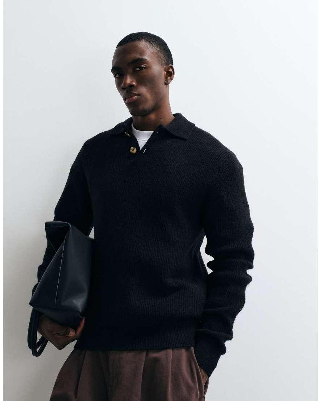 Redefined Rebel Blue Nixon Boxy Knitted Polo for men