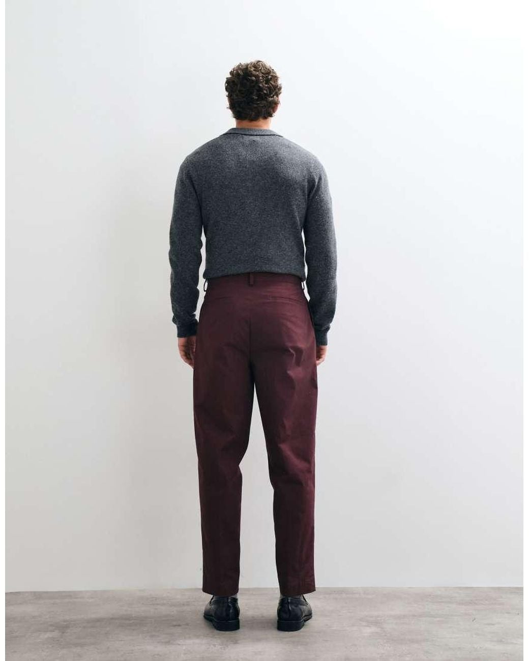 ASOS Blue Tailored Cotton Rich Pleated Oversized Tapered Trousers for men