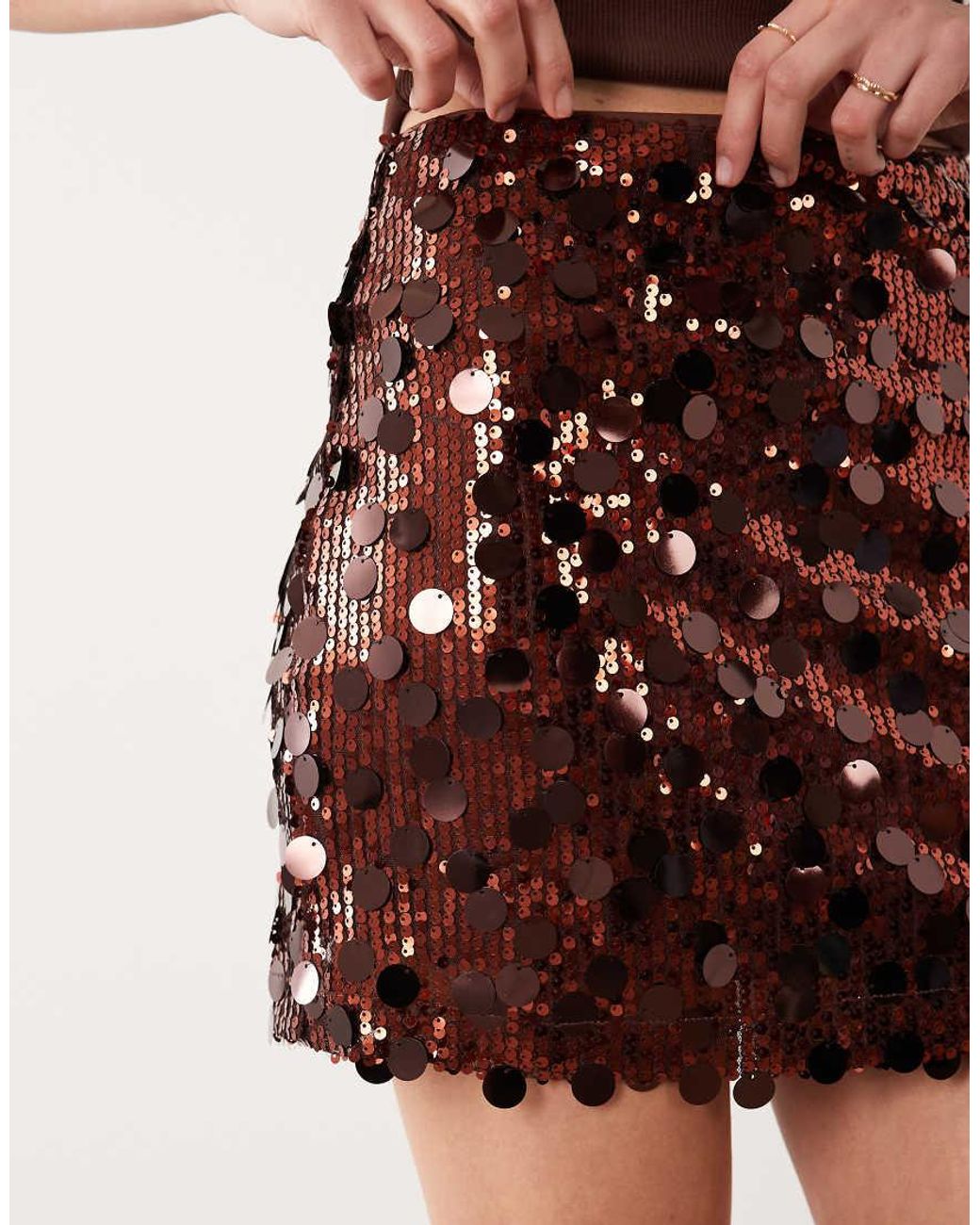 ASOS Brown Mixed Sequin Mini Skirt