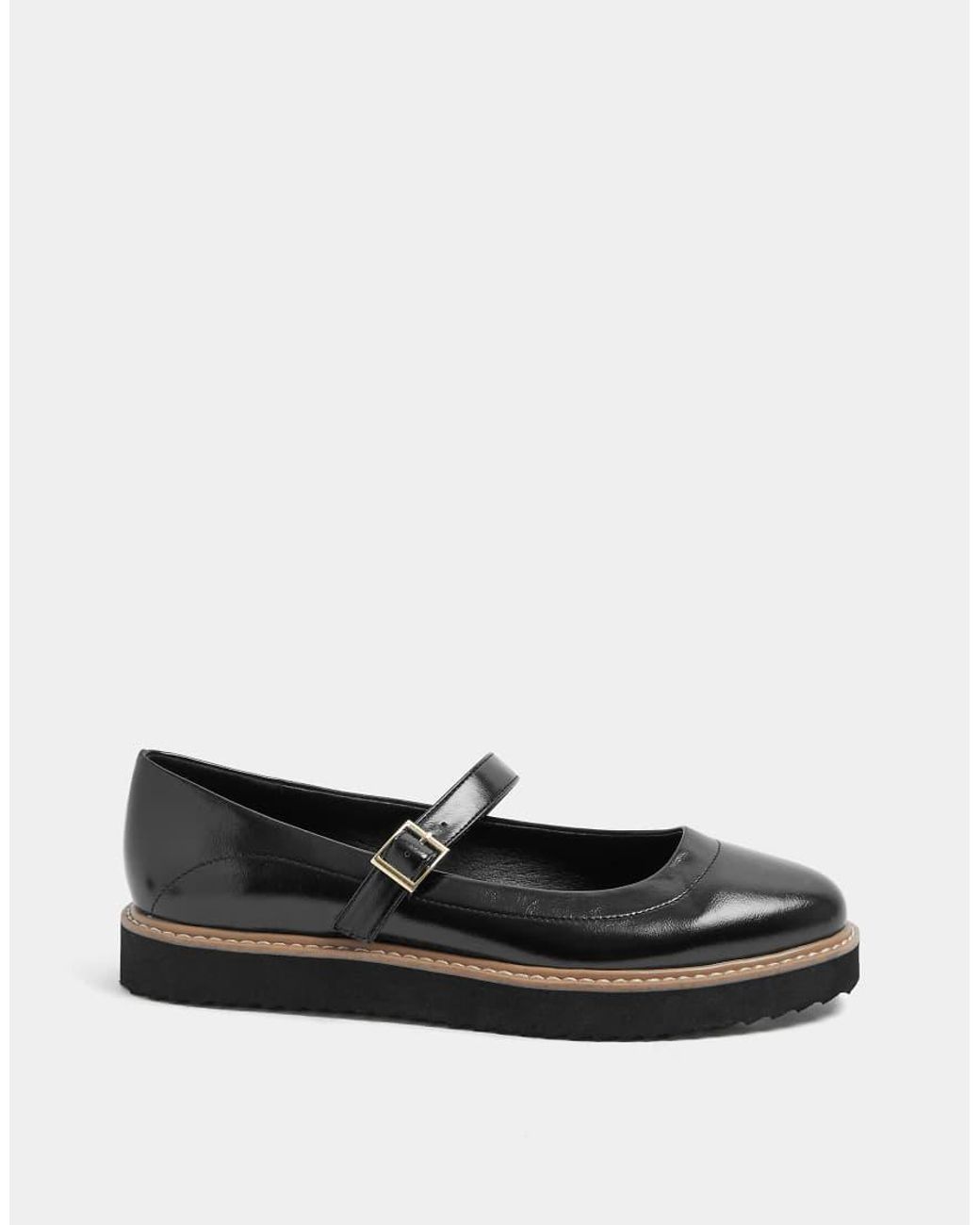 Yours Clothing Black Wide Fit Faux Leather Mary Janes