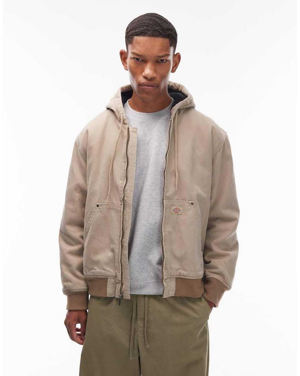 Dickies Natural Hilham Hooded Canvas Jacket for men