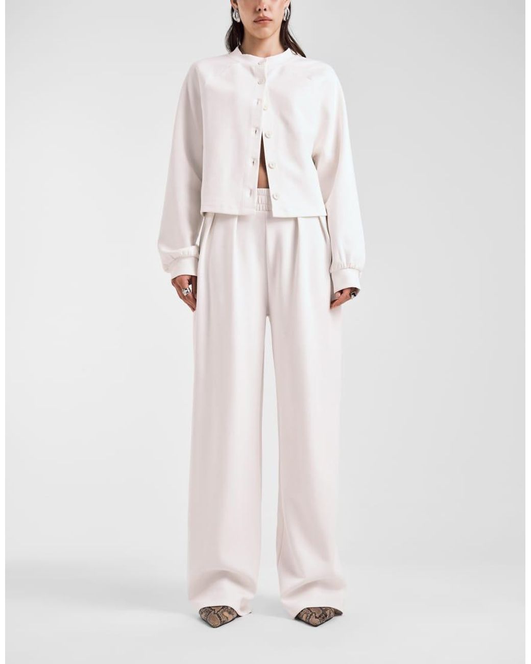 ASOS White Interlock Super Wide Leg Trouser