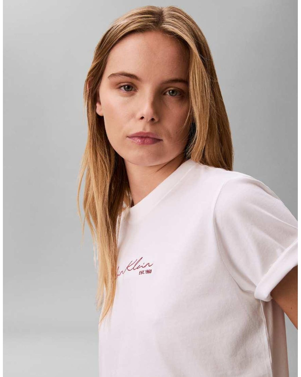Calvin Klein White Script Logo Boxy T-shirt