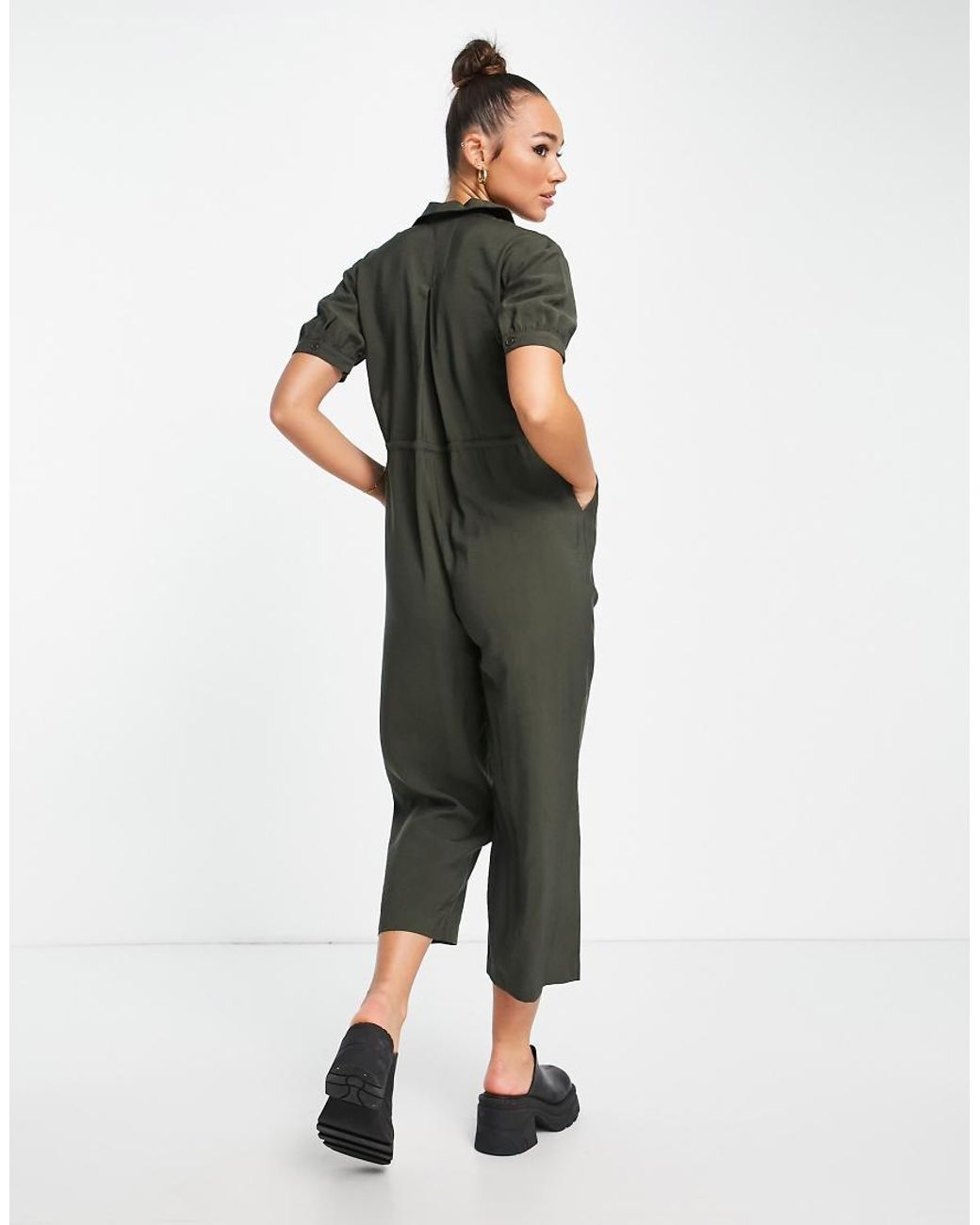 Whistles Green Short Sleeve Jumpsuit