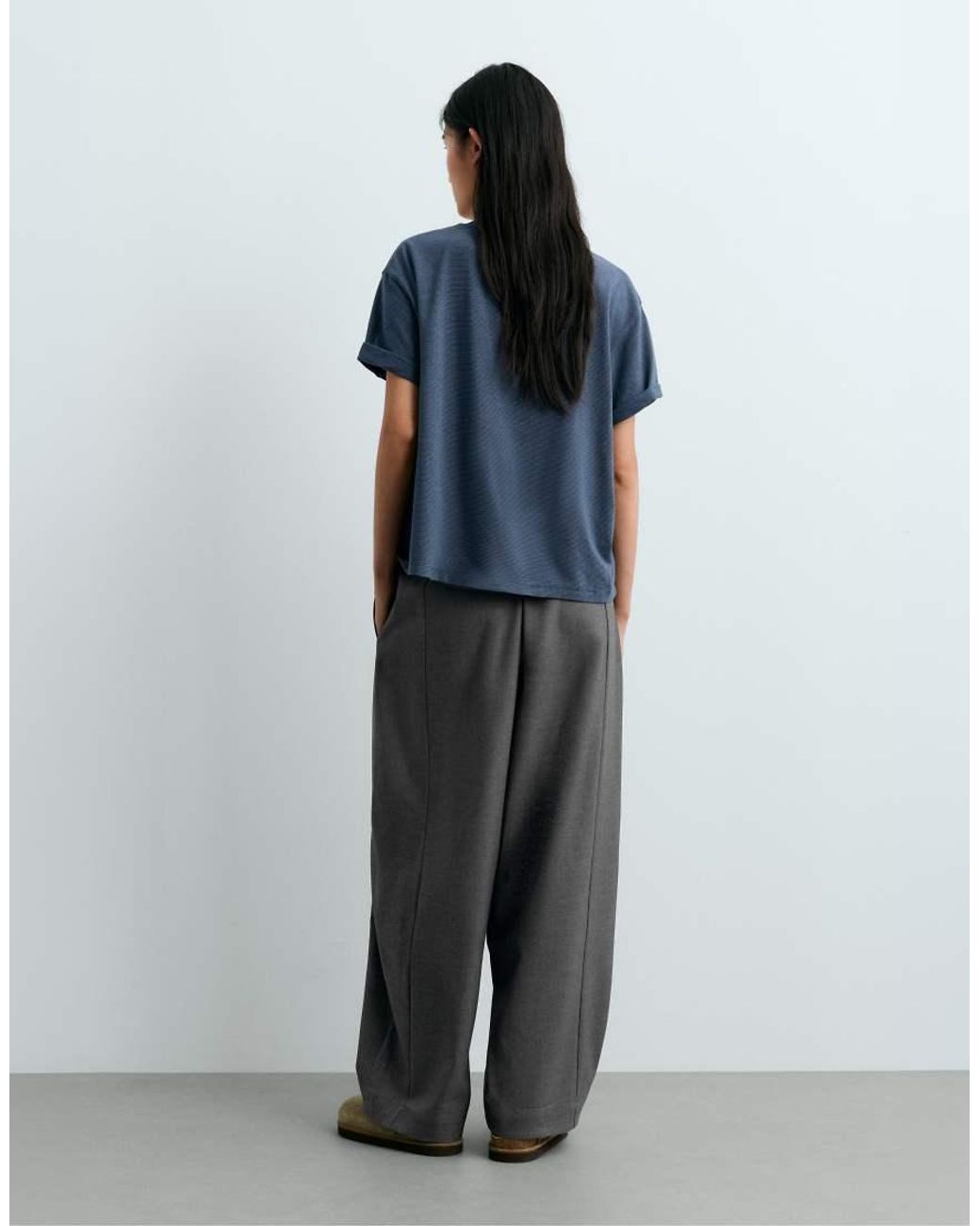 Oysho Gray 13% Wool Balloon Trousers