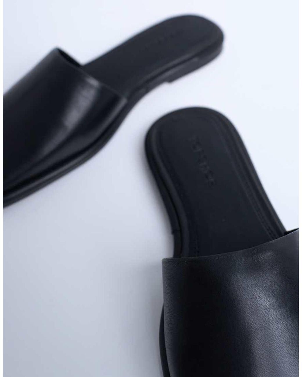 TOPSHOP White Almina Real Leather Square Toe Mules