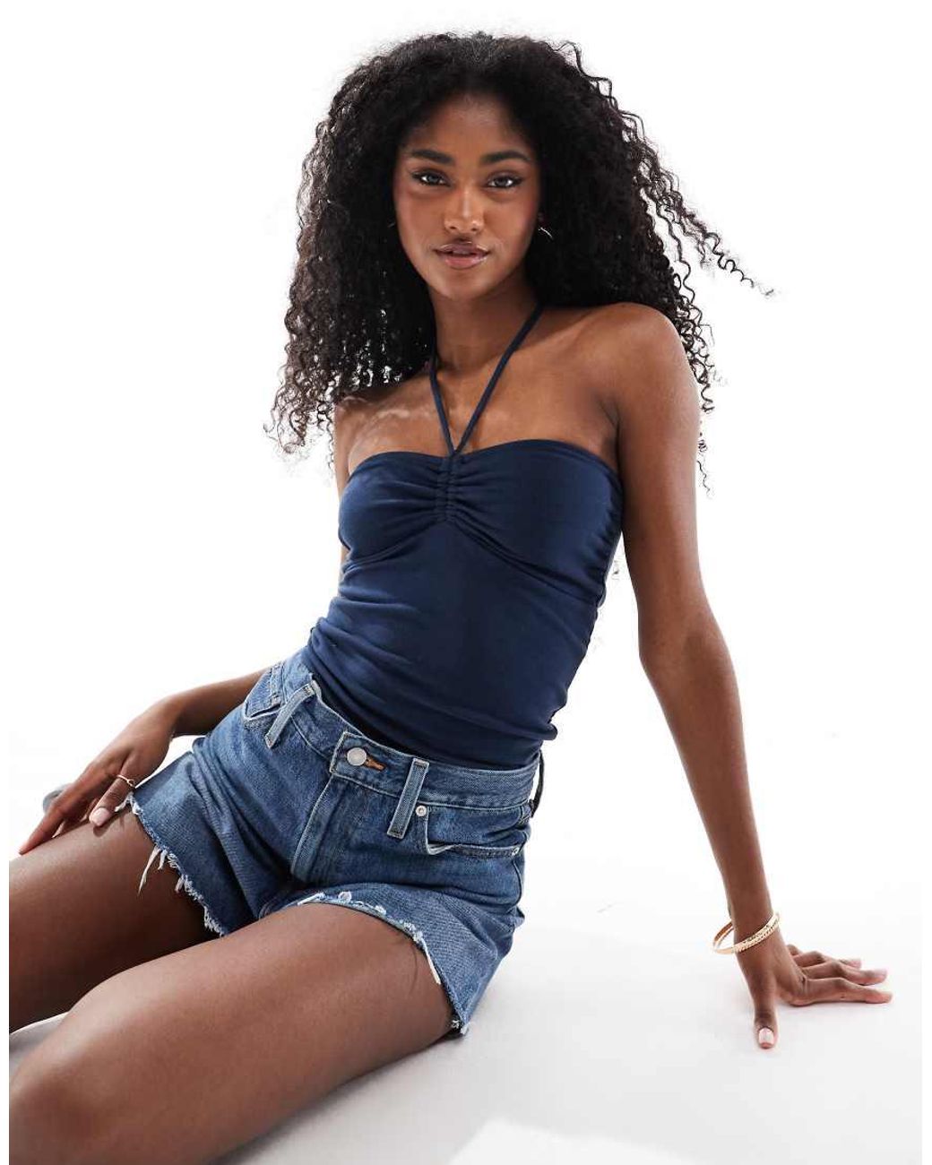 Top A Fascia Allacciato Al Collo E Sul Davanti di Hollister in Blue