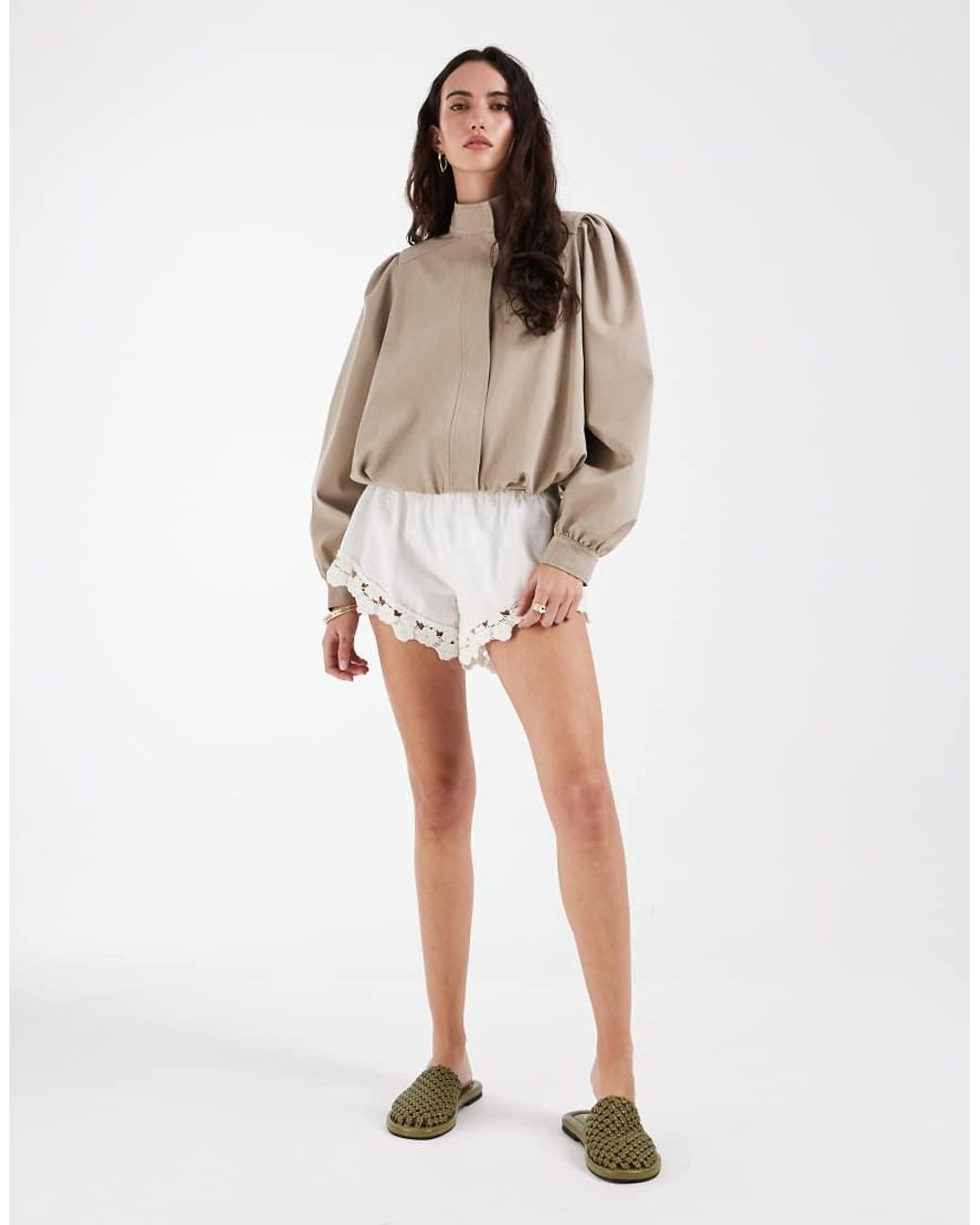 ASOS Natural Tailored Blazer With Bubble Hem