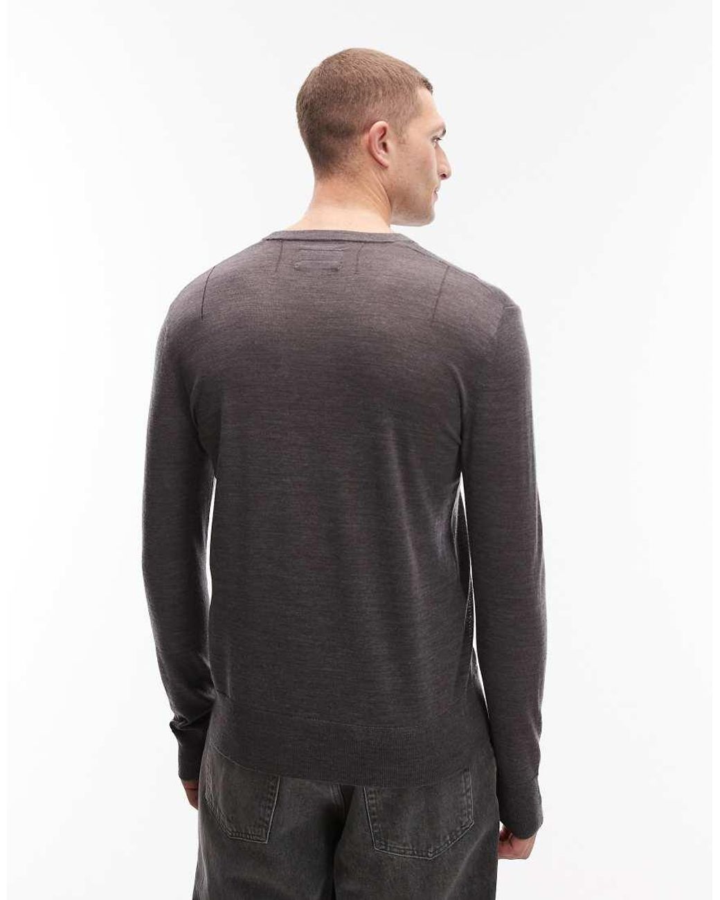 AllSaints Gray Merino Knitted Jumper for men