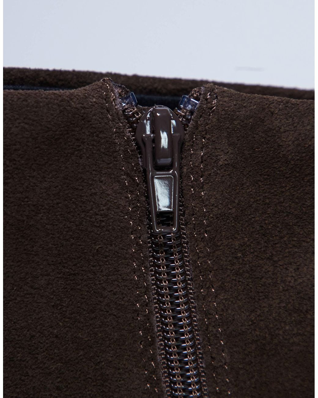 TOPSHOP Brown Peri Real Suede Flat Square Toe Boot