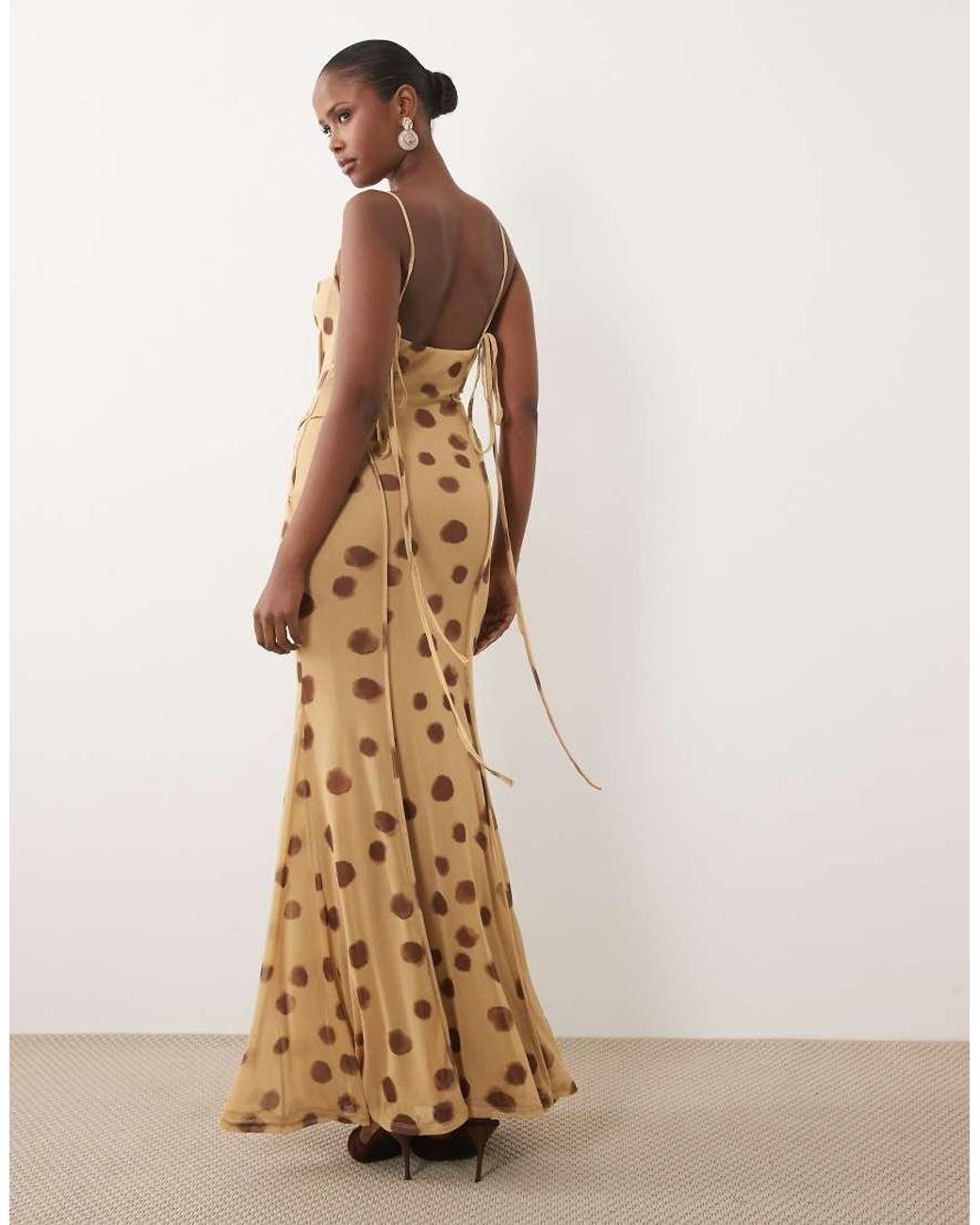 ASOS Natural Mesh Exposed Seam Sculpted Cupped Maxi Dress