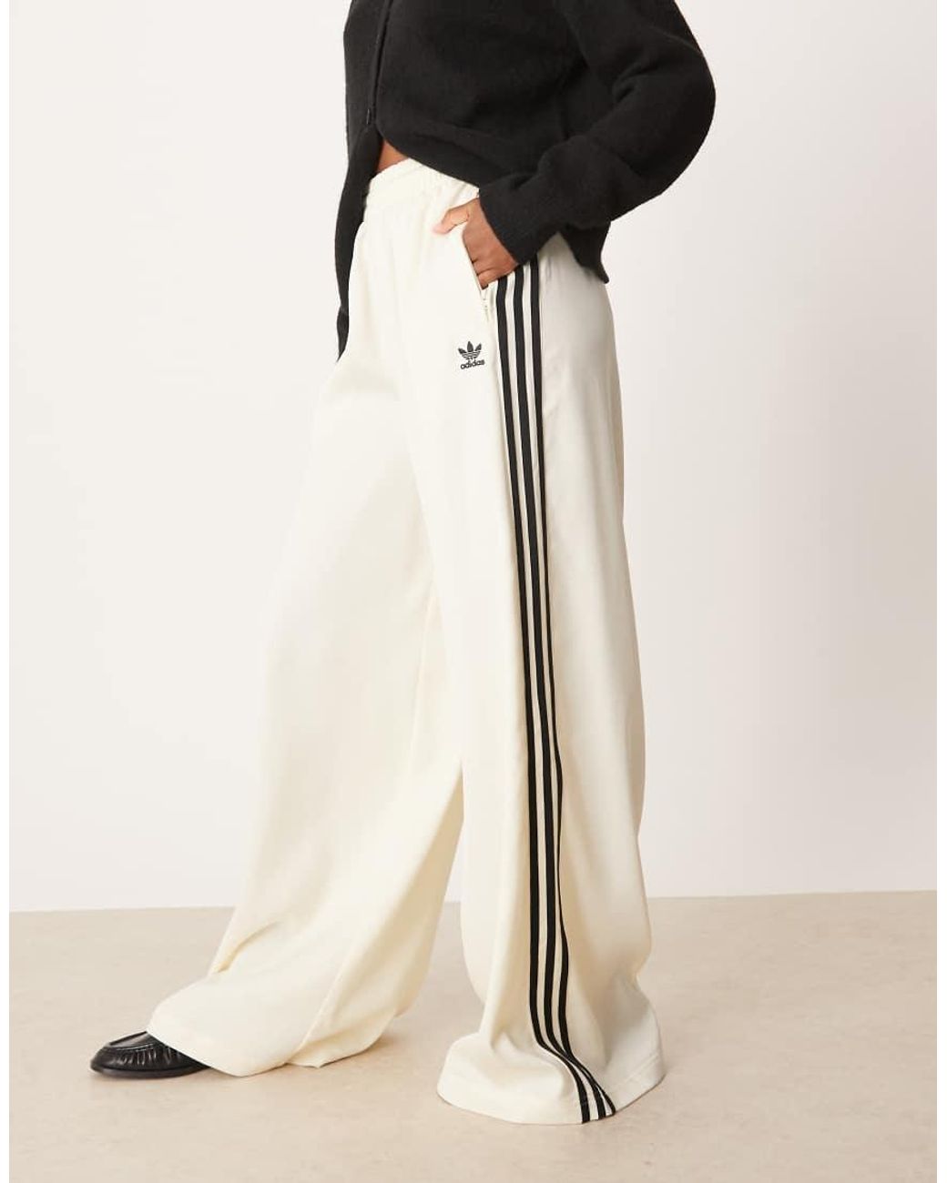 Adidas Originals Natural Wide Leg Satin joggers
