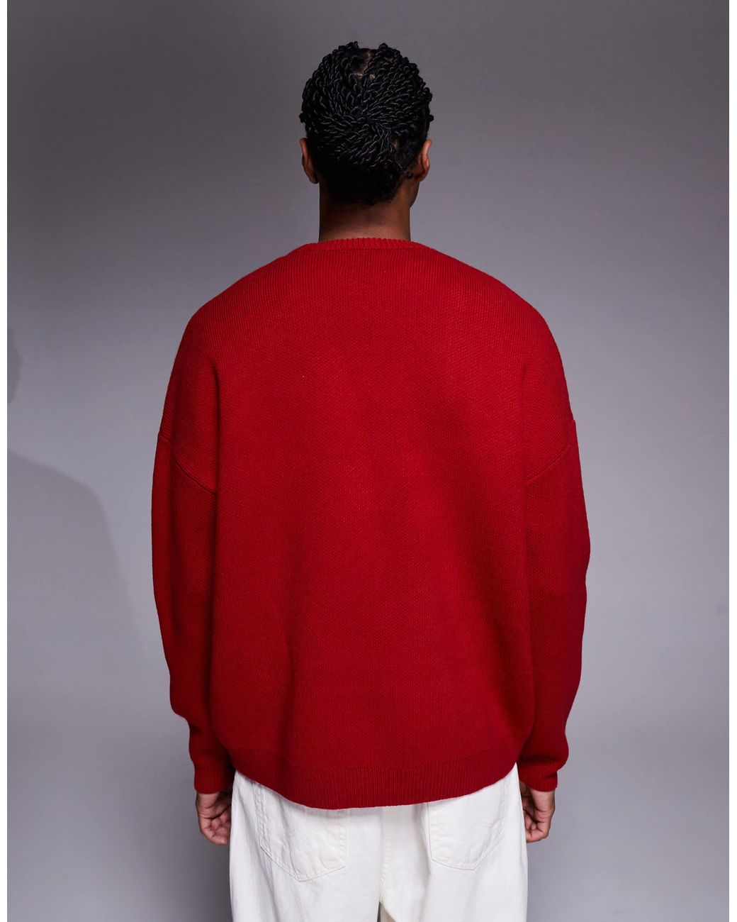 ASOS – super-oversize-strickpullover in Red für Herren