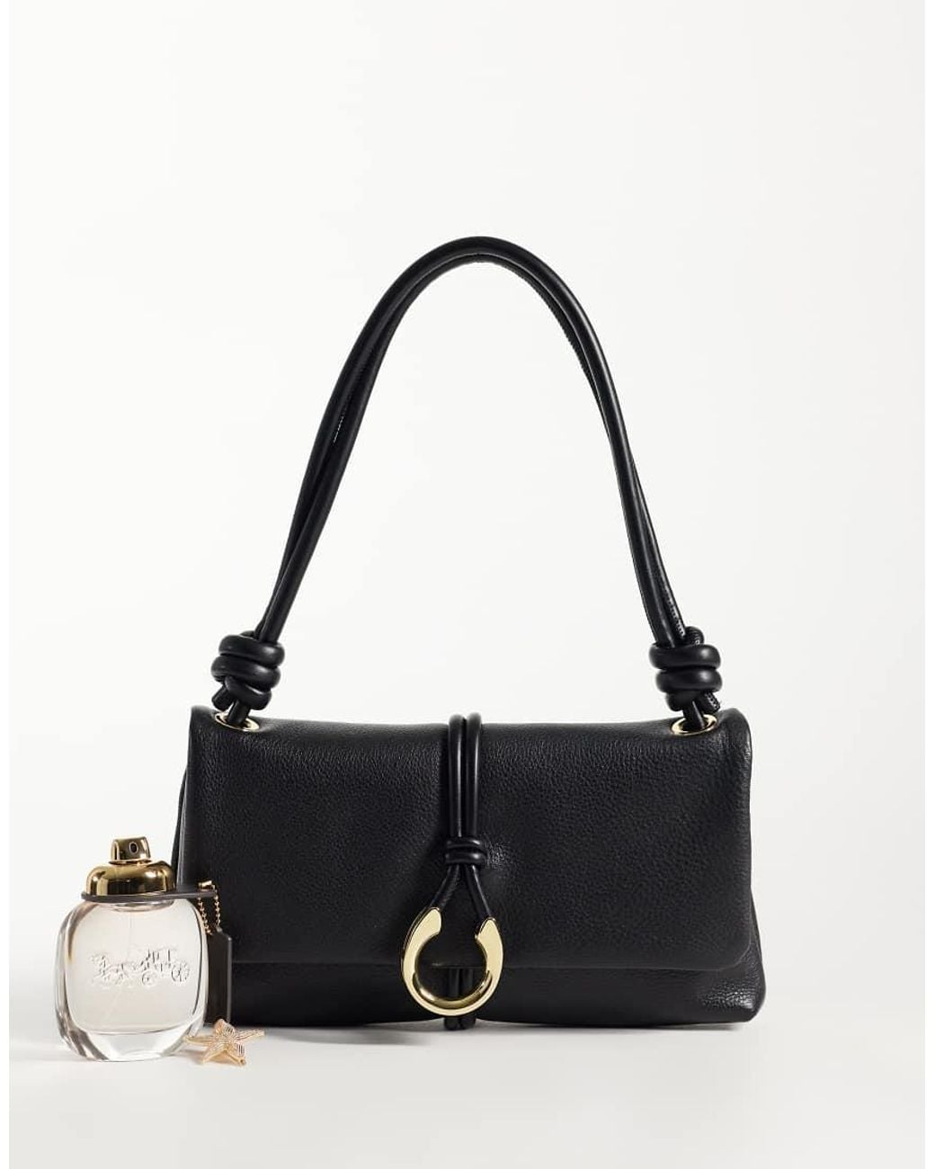 Dolce Vita Black Amina Leather Shoulder Bag With Gold-tone Hardware
