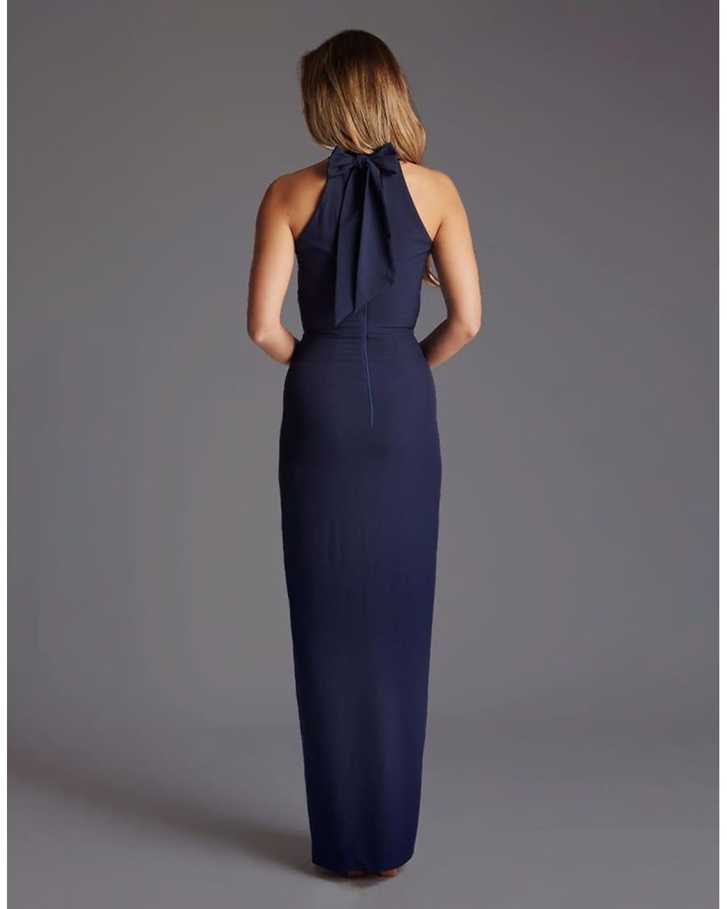 Vesper Blue Halterneck Maxi Dress With Bow