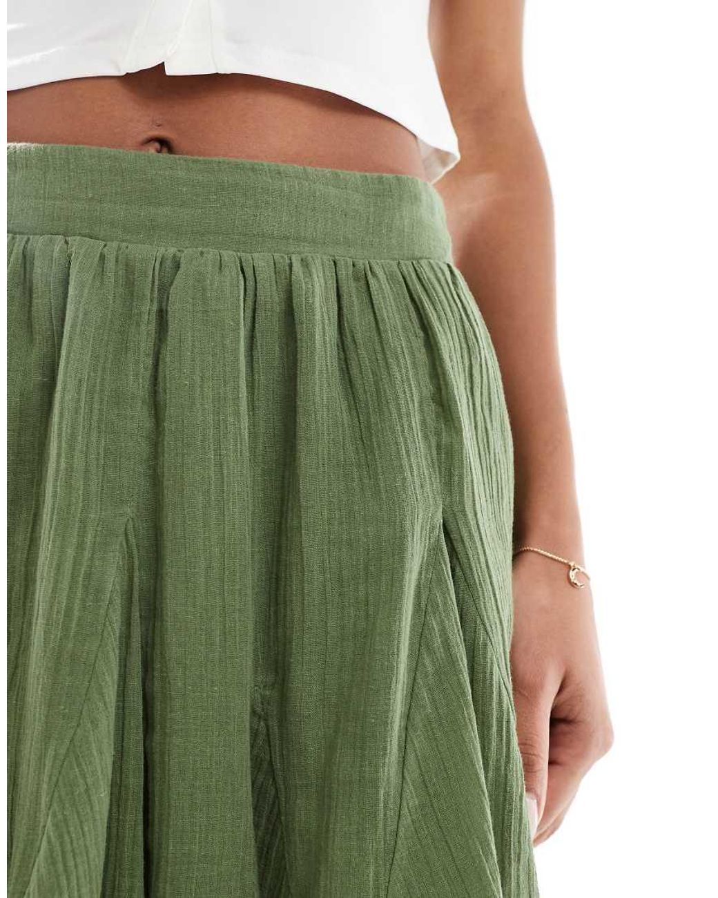 ASOS Green Cotton Godet Maxi Skirt