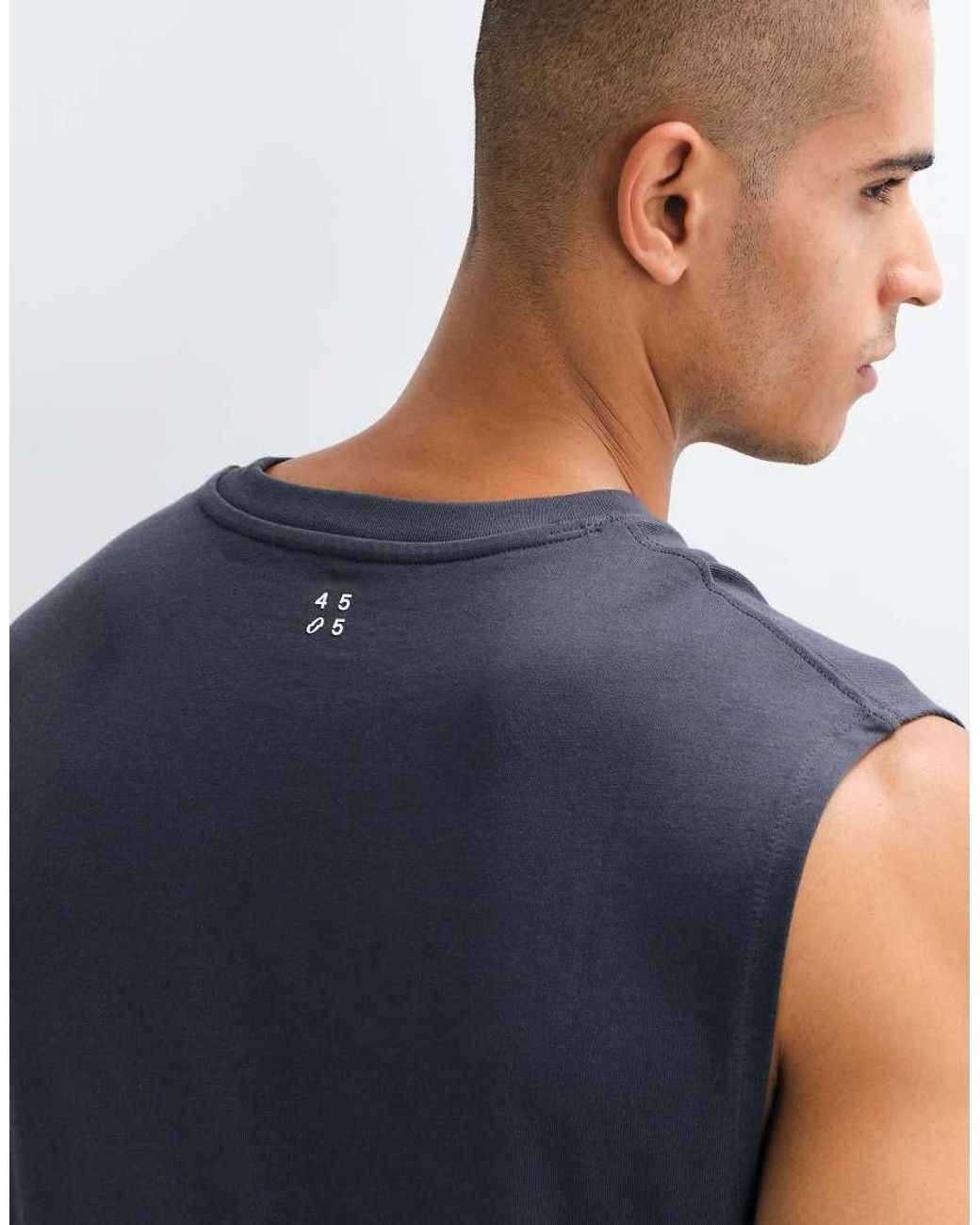 4505 Blue Icon Cotton Oversized Pump Training Tank With Quick Dry Finish for men