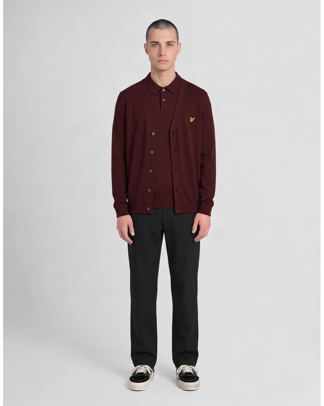 Lyle & Scott Red Mid Knits Knitted Polo Shirt for men