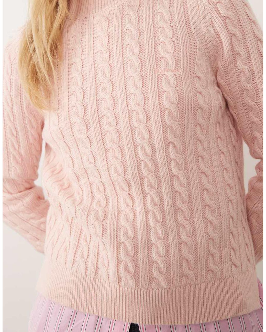 Barbour Pink Ashdown Cable Knitted Jumper