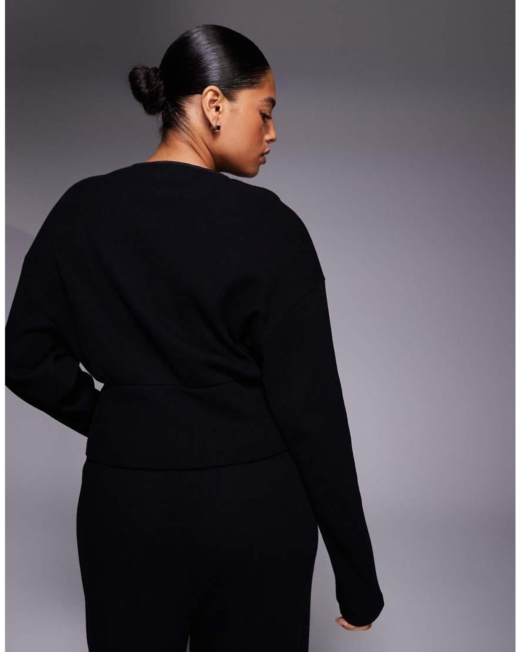 ASOS Black Weekend Collective Curve Co-Ord Cinched Waist Waffle Cardigan