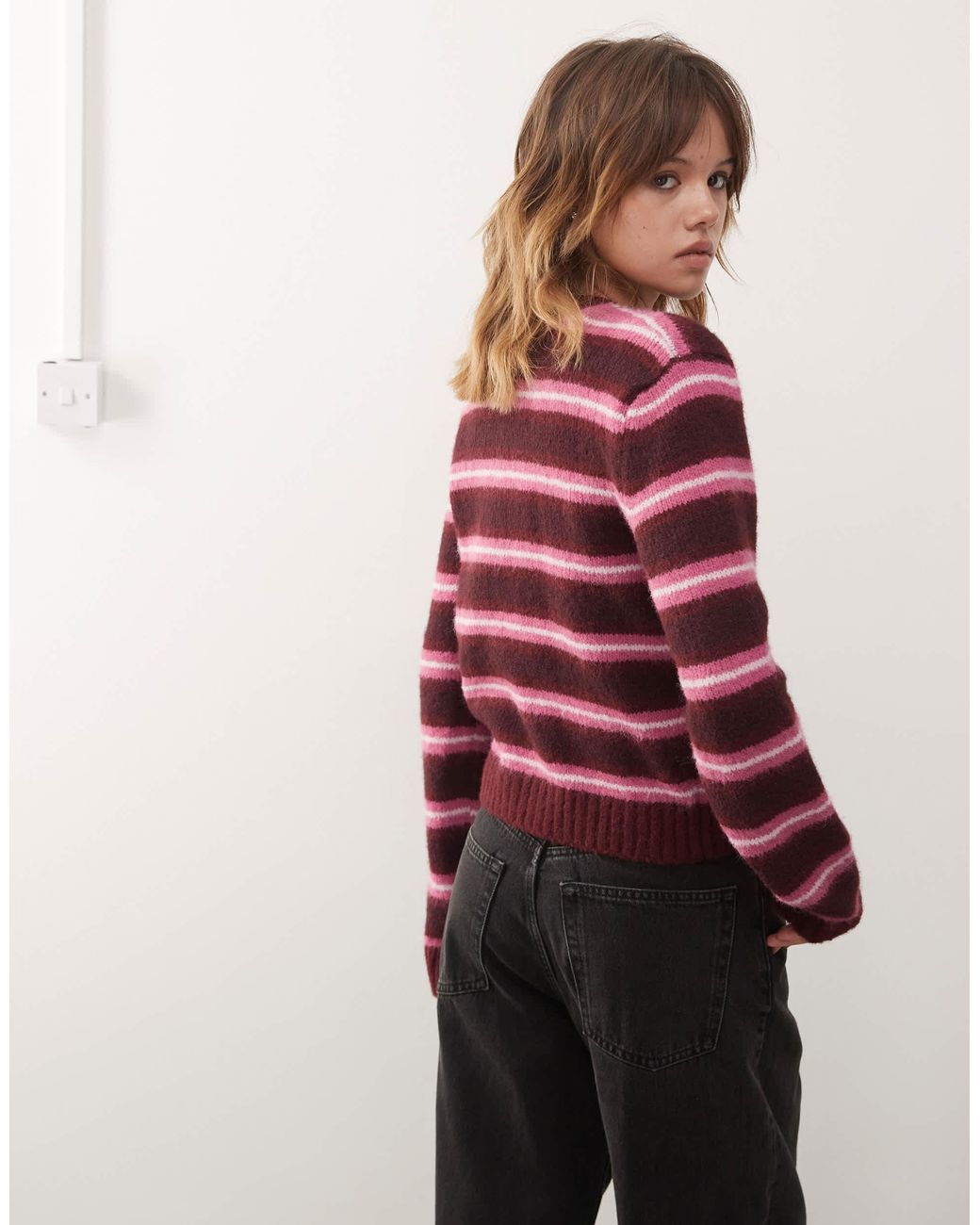 Monki Red Button Front Cardigan