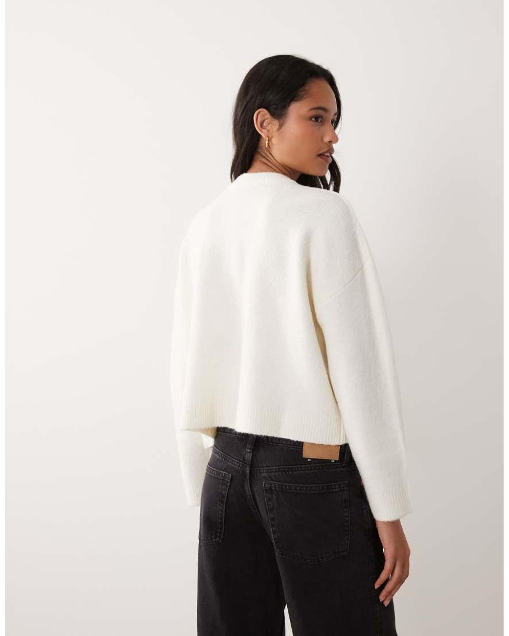 Miss Selfridge White Crew Neck Pocket Detail Cardigan