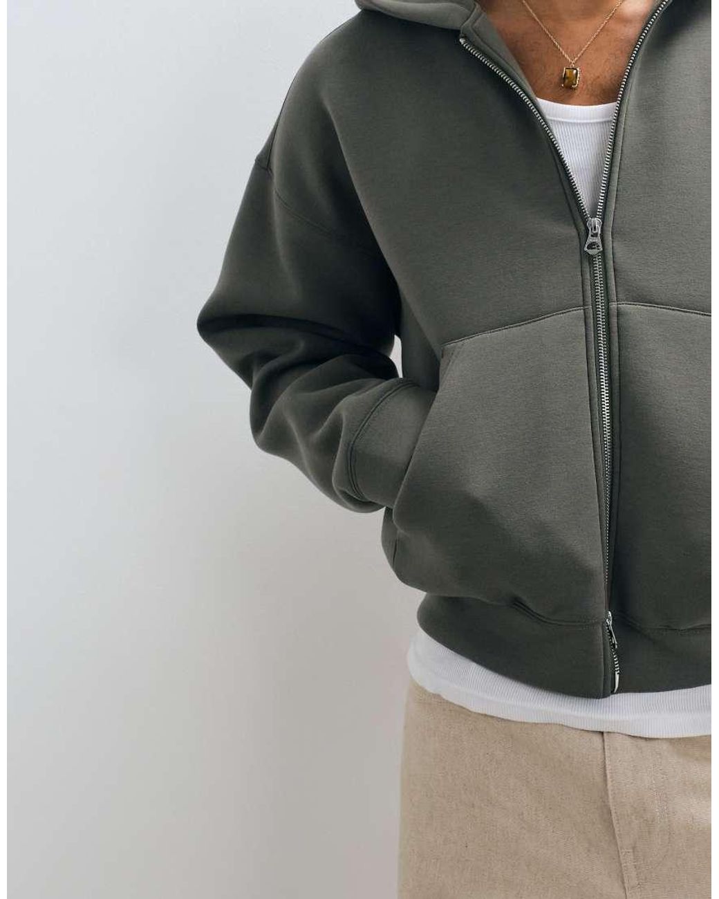 Weekday Gray Simon Zip Through Hoodie for men