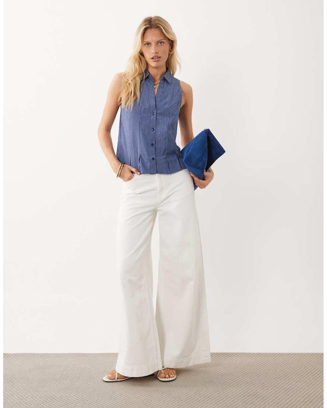 Mango Blue Teen Sleeveless Shirt