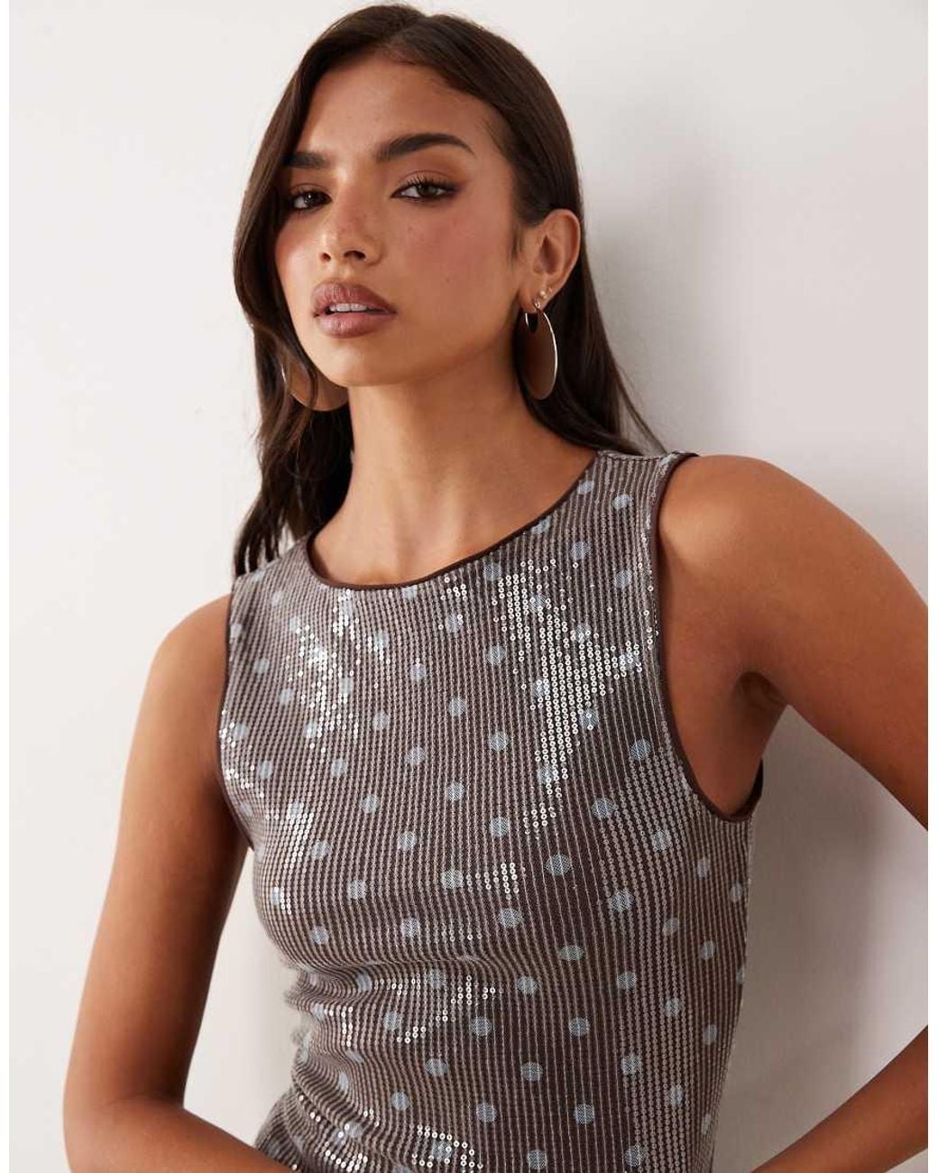 ASOS Brown Co-ord Sequin Tank Top