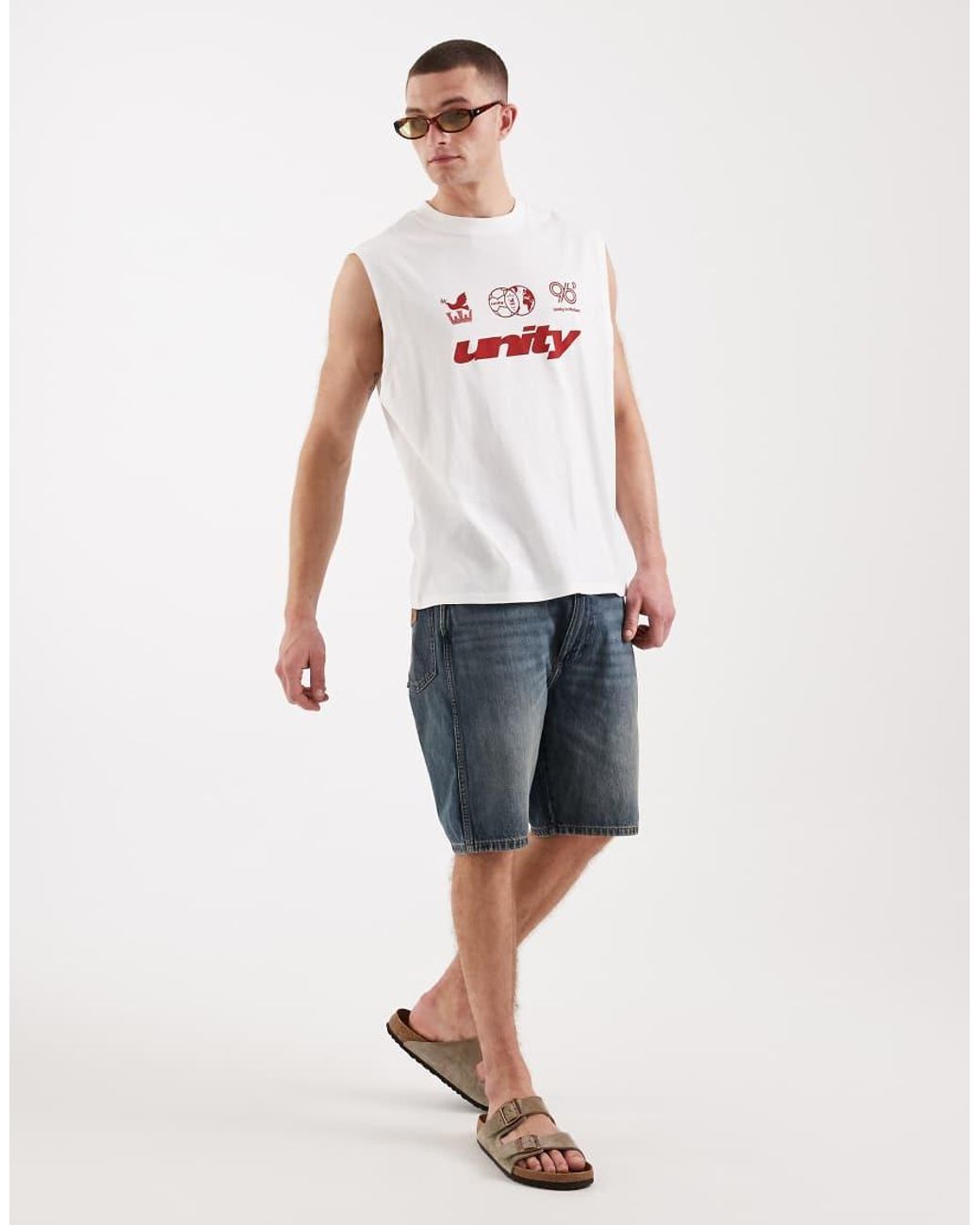 ASOS White Oversized Tank With Football Graphic for men