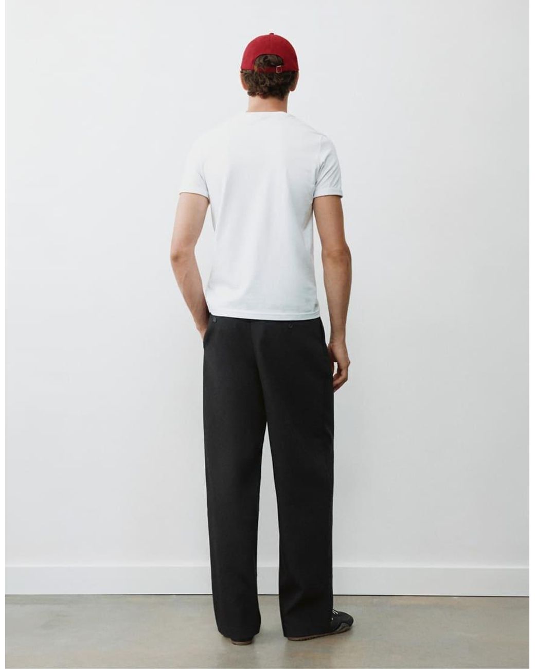 Pull&Bear White Tailored Darted Trousers for men