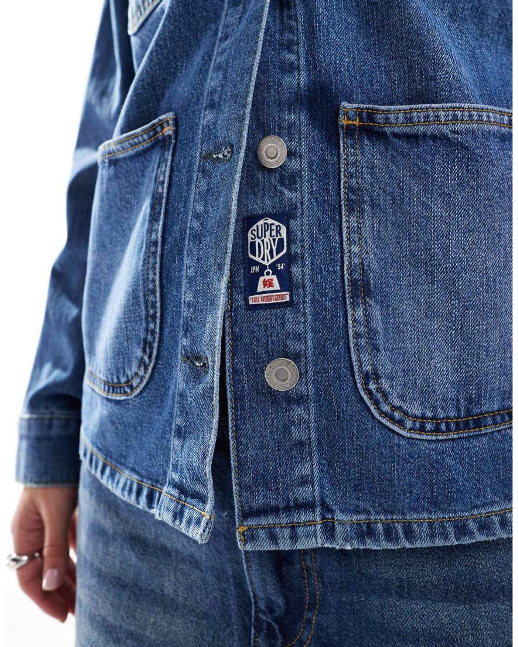 Superdry Blue Embroidered Denim Chore Jacket