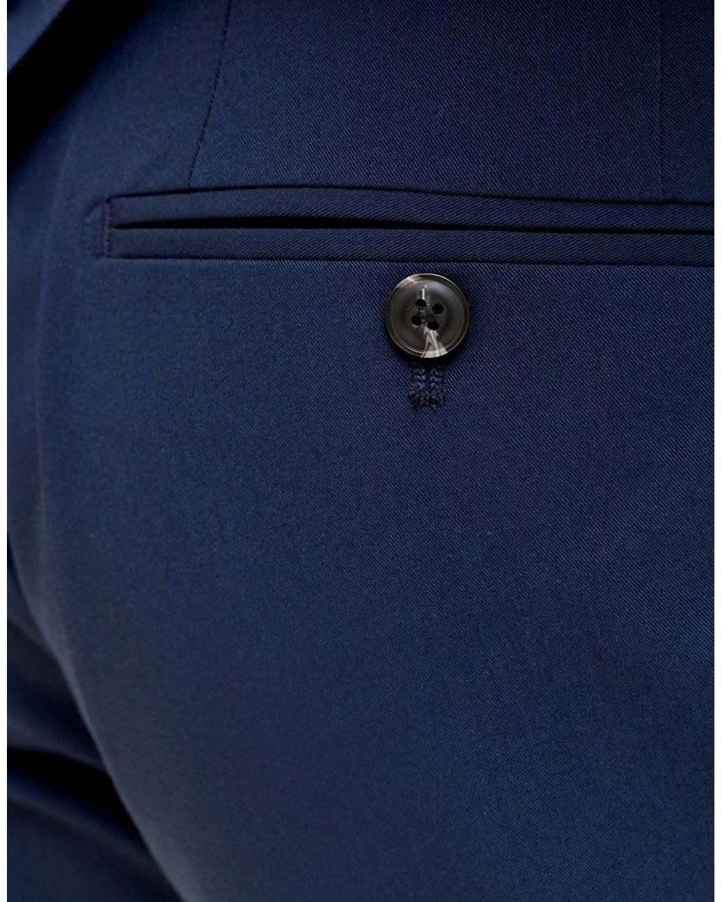 Jack & Jones Blue Franco Super Slim Fit Tailored Trousers for men